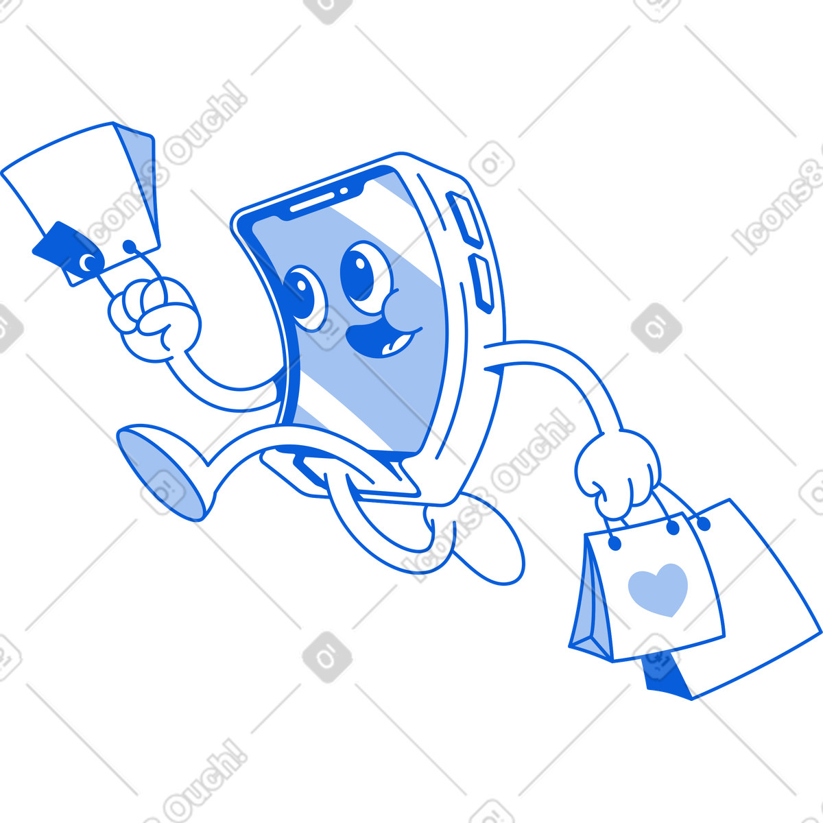 Handy Line 스타일의 패키지로 전화 실행 일러스트레이션 PNG, SVG 다운로드