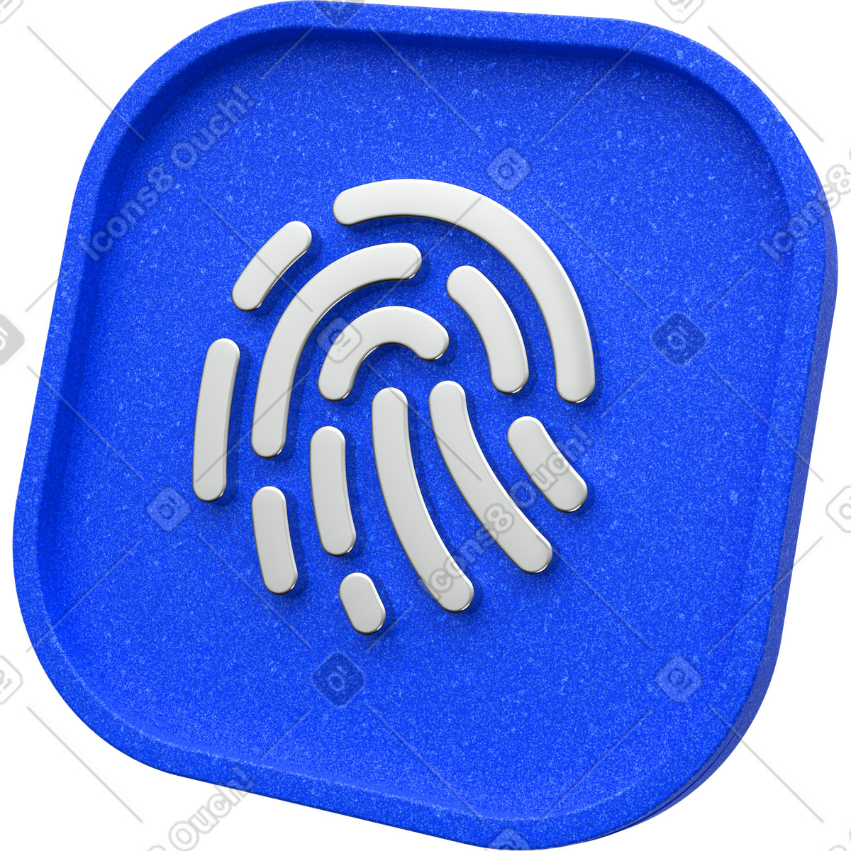 Icona dell'impronta digitale blu 3d, pulsante di sicurezza biometrica, simbolo touch id illustrazione in stile 3D Enterprise scarica in PNG, SVG