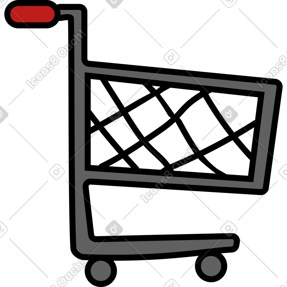 Grey retail shopping cart symbol illustration in Wiggle style download in PNG, SVG