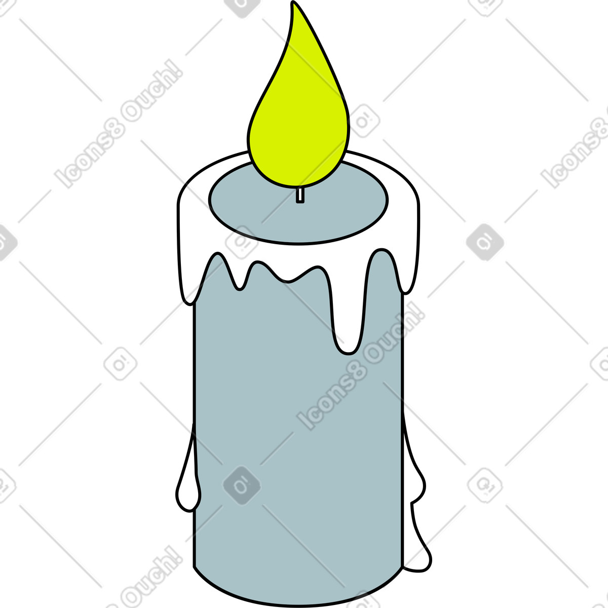 Burning candle illustration in Isometric style download in PNG, SVG