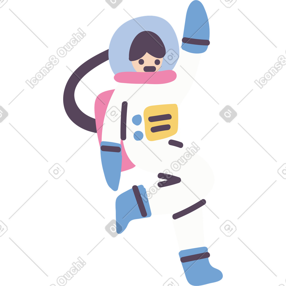 Astronaut illustration in Pluto style download in PNG, SVG