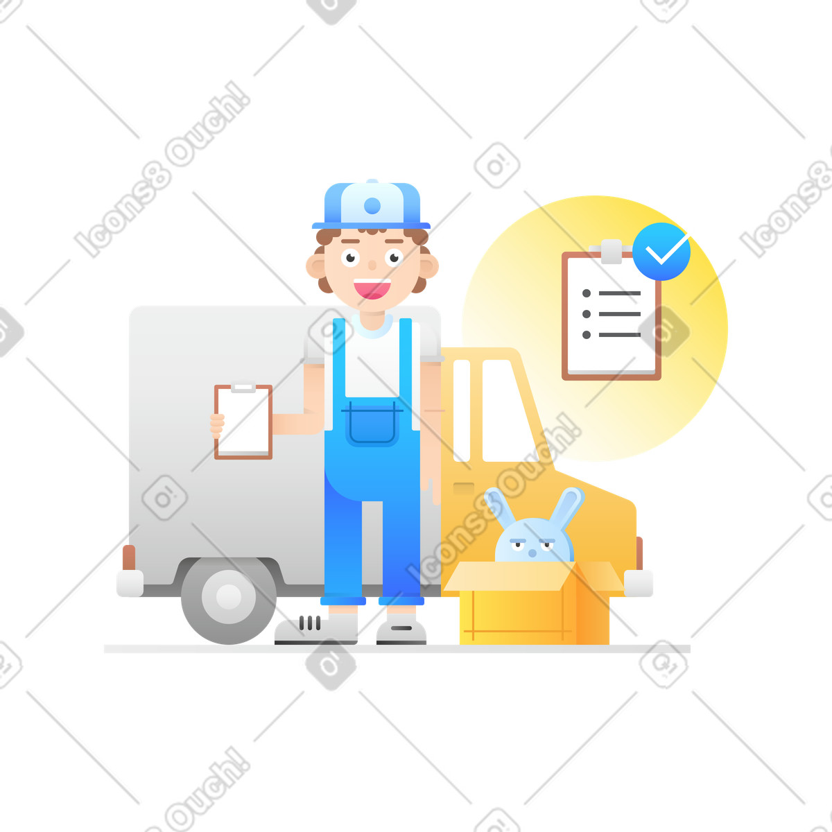 Order completed illustration in Hugo style download in PNG, SVG