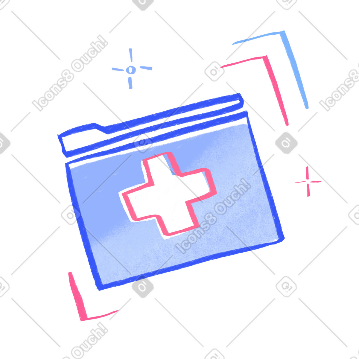 Folder with medical documents-Illustration im Quirky-Stil als Download in PNG, SVG