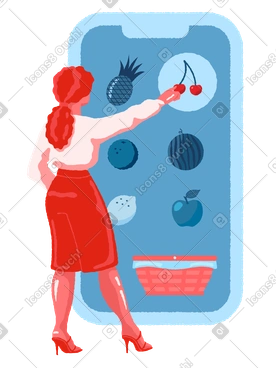 Woman ordering food in online store PNG, SVG