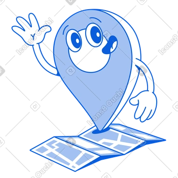 Pin on the map waving PNG, SVG