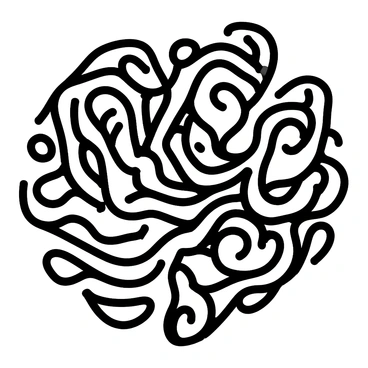 A composition of swirling ink patterns creating an abstract design with varying thickness and movement.