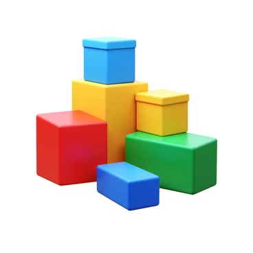 A series of colorful 3D boxes neatly stacked in a staggered formation