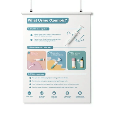 An educational poster detailing the process of using Ozempic for new patients
