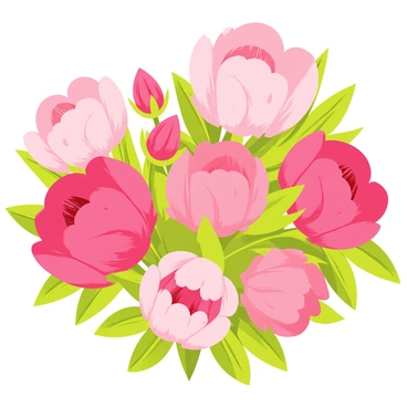 A flowerbed filled with blooming peonies in various shades of pink, including soft pastels and vibrant fuchsias. The flowers have large, rounded petals with delicate textures, creating a lush appearance. Green leaves surround the peonies, showcasing their rich color and providing contrast. A few buds are visible among the blossoms, hinting at the flowers yet to bloom. The overall scene is vibrant and filled with life, capturing the beauty of a flourishing garden.