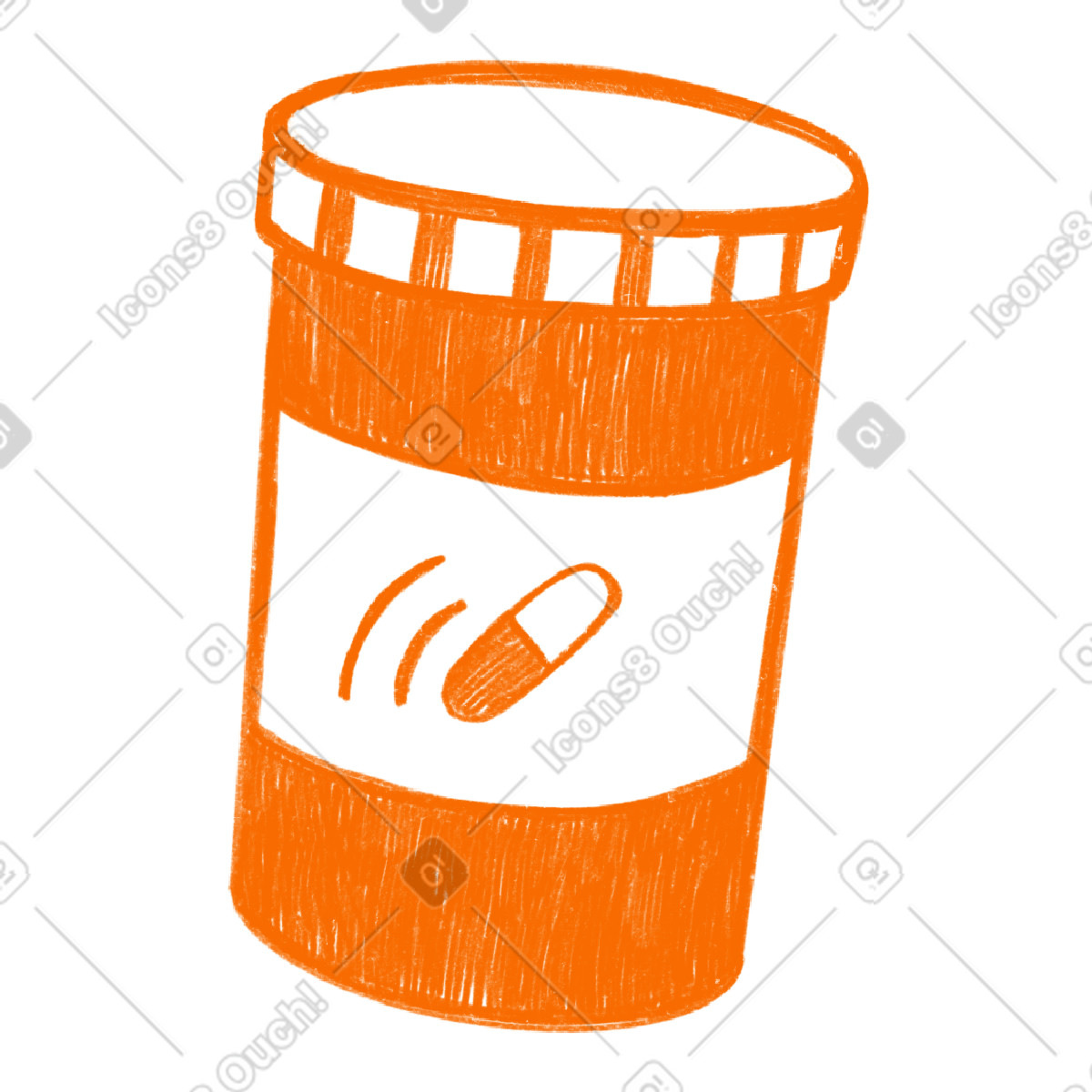 Illustration Orange jar of pills dans le style Biro à télécharger aux formats PNG, SVG