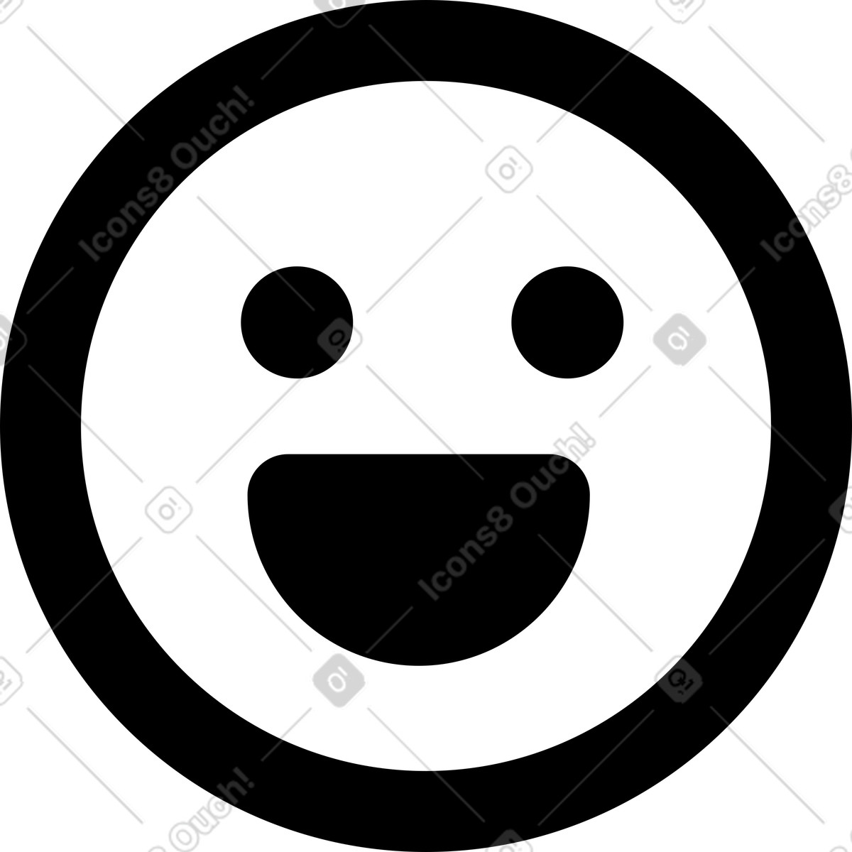 下载 Notion Line Art 风格的 Emoji laughing face with open mouth and round eyes 插画，支持 PNG、SVG 格式