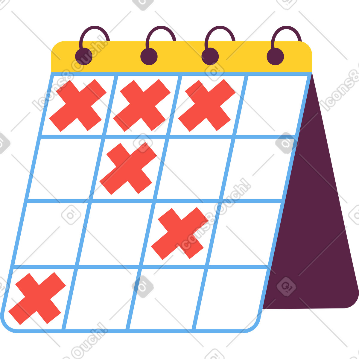 Ilustração de Calendário com dias cruzados em no estilo Sammy para baixar em PNG, SVG