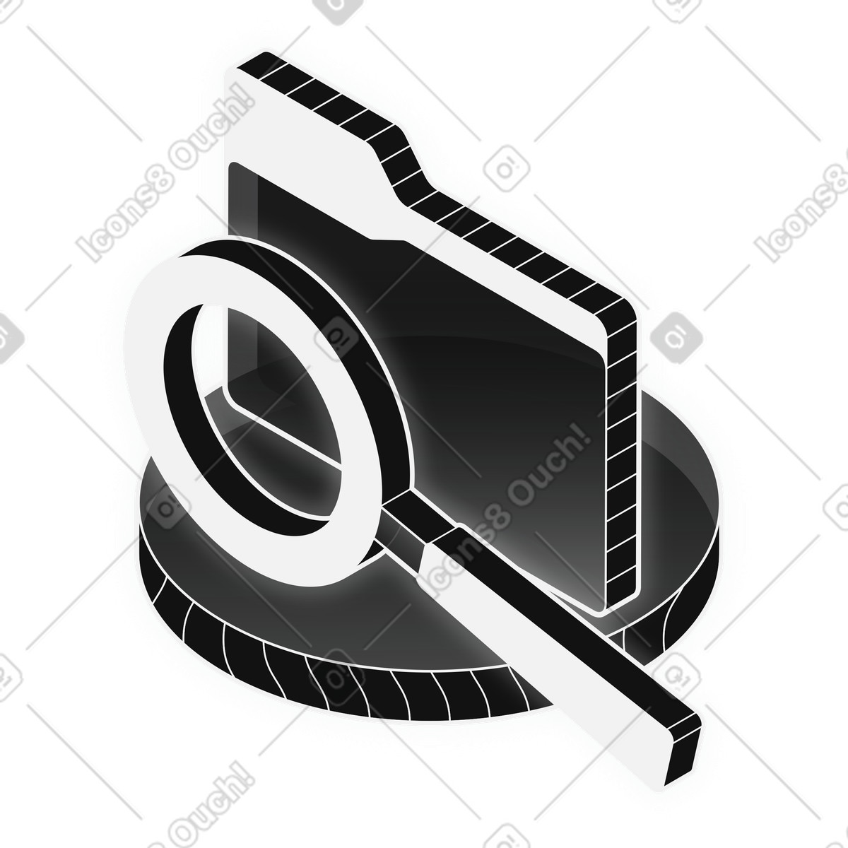 File Search, Folder Navigation, Data Discovery illustration in Inverse style download in PNG, SVG