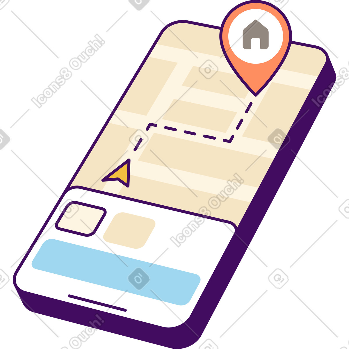 Map navigation mobile app illustration in Simplistic style download in PNG, SVG