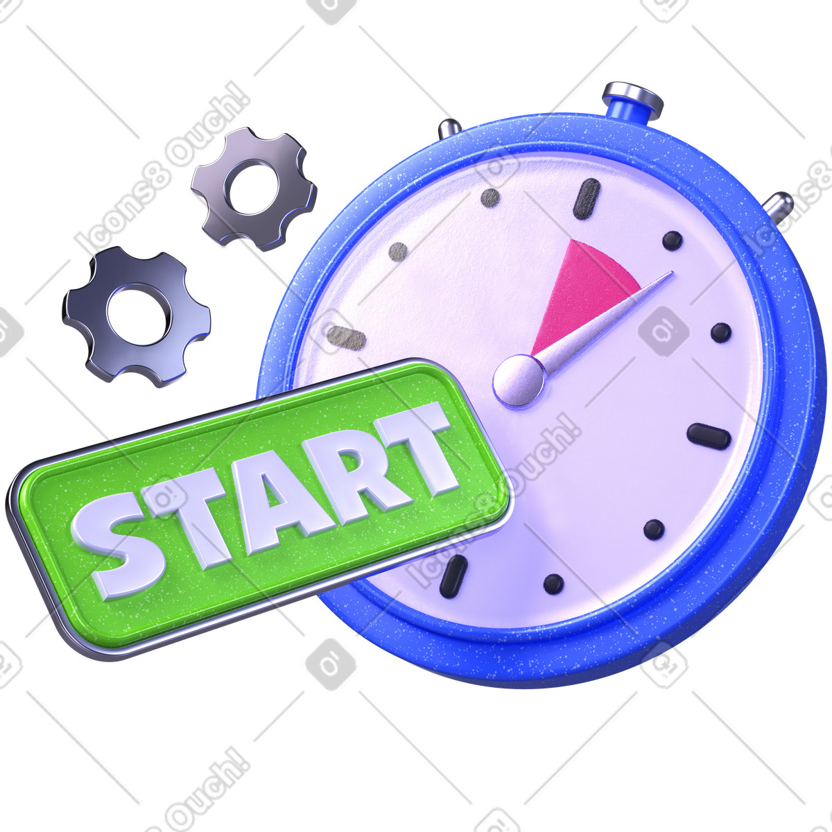 Task timer, productivity start, workflow optimization illustration in PNG, SVG