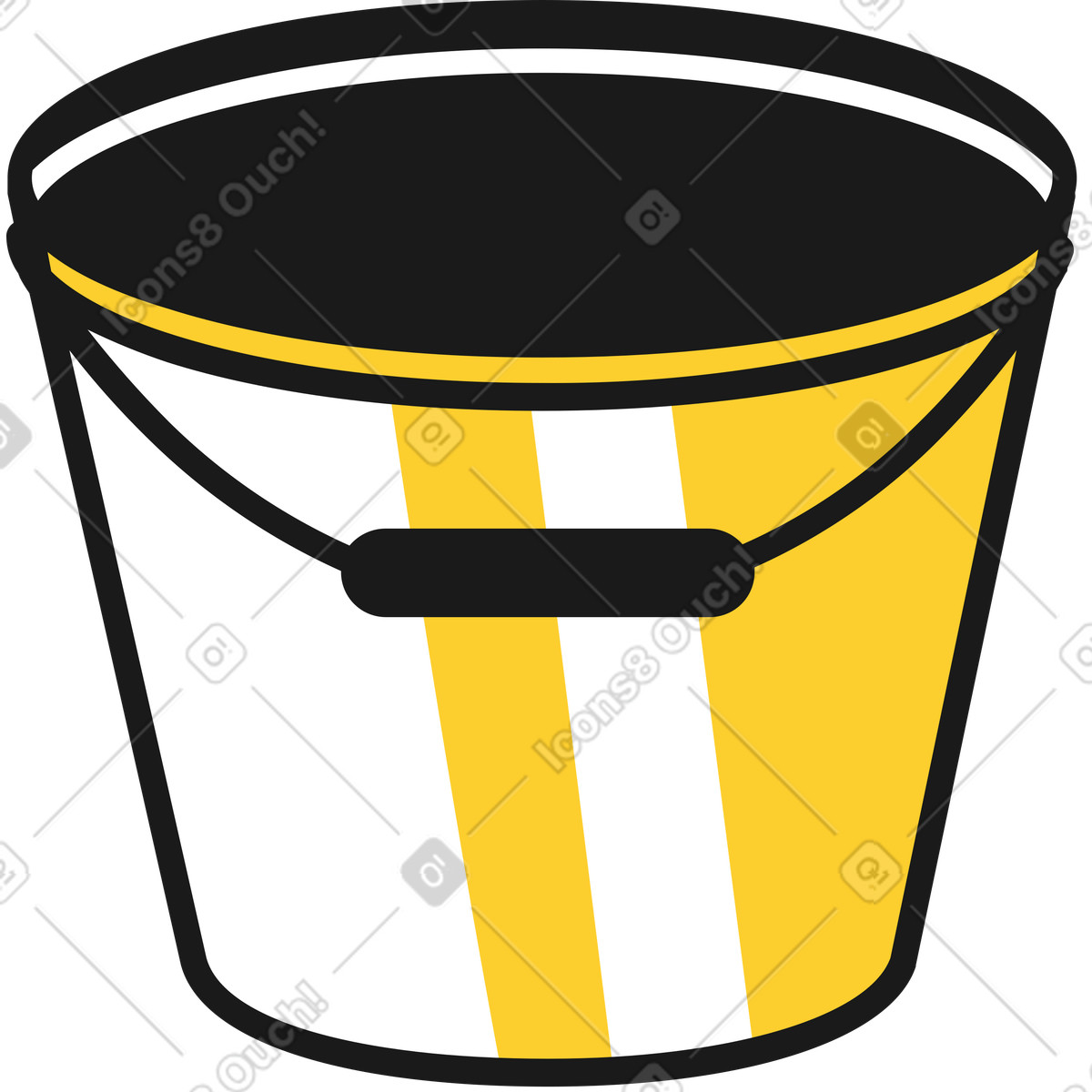 Metal or plastic bucket illustration in Taxi style download in PNG, SVG