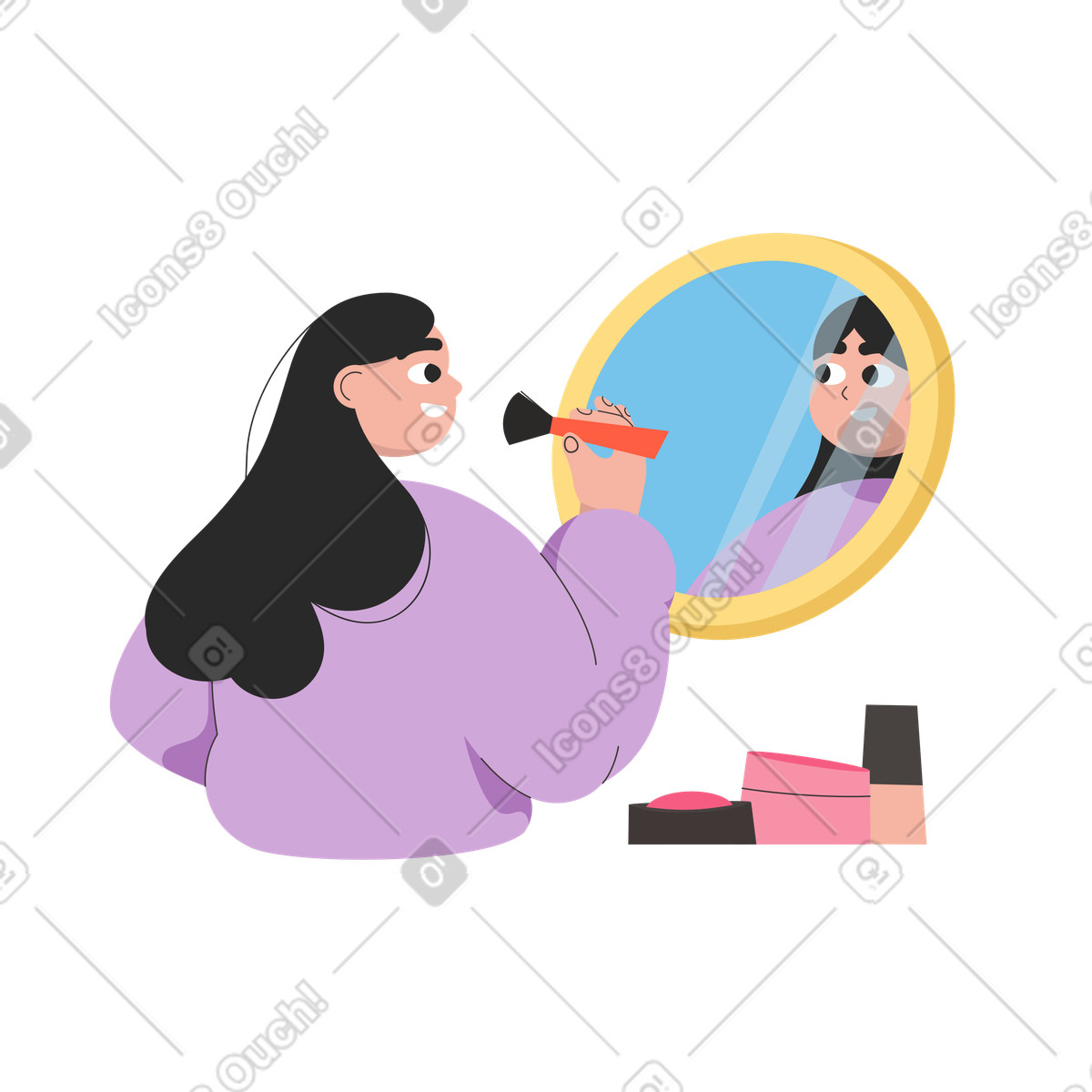 Girl doing her makeup illustration in Dizzy style download in PNG, SVG