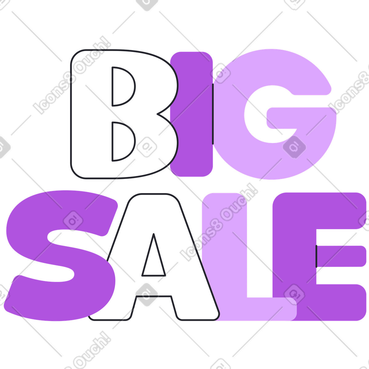 Illustration Lettrage texte grande vente dans le style Grapy à télécharger aux formats PNG, SVG