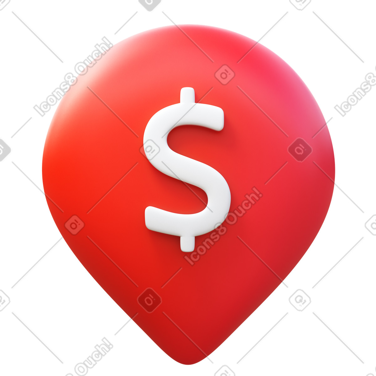 3D Fluency 스타일의 Dollar place marker 일러스트레이션 PNG, SVG 다운로드