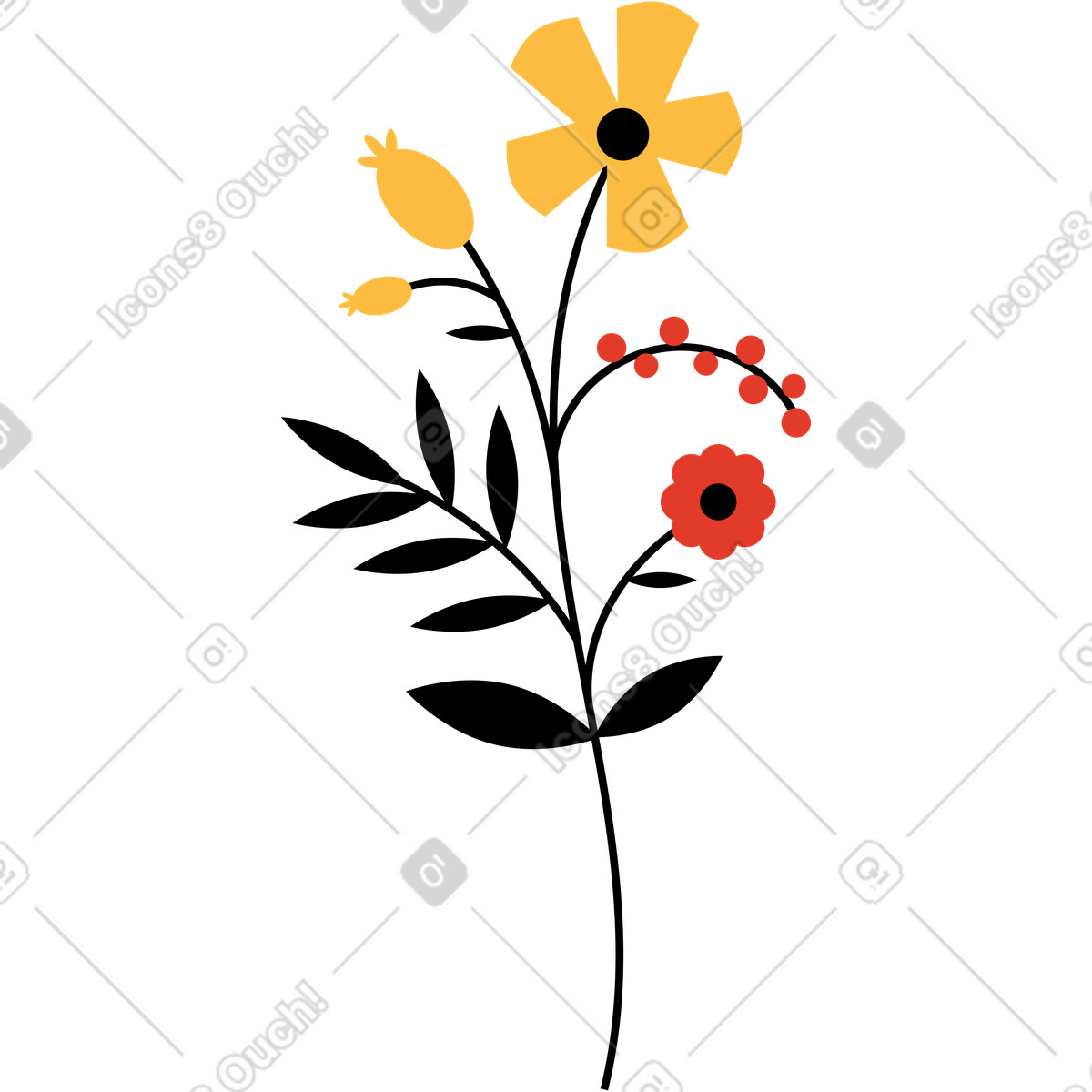 Ilustración Flor en estilo Burgundy a descargar en PNG y SVG
