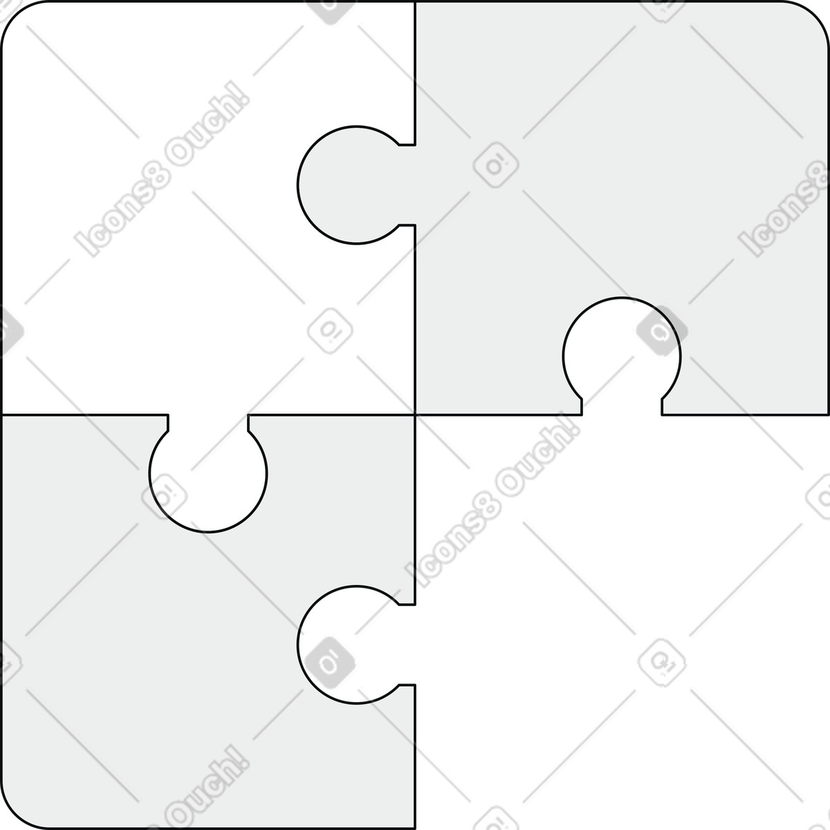 Pieces of puzzle illustration in Teko style download in PNG, SVG