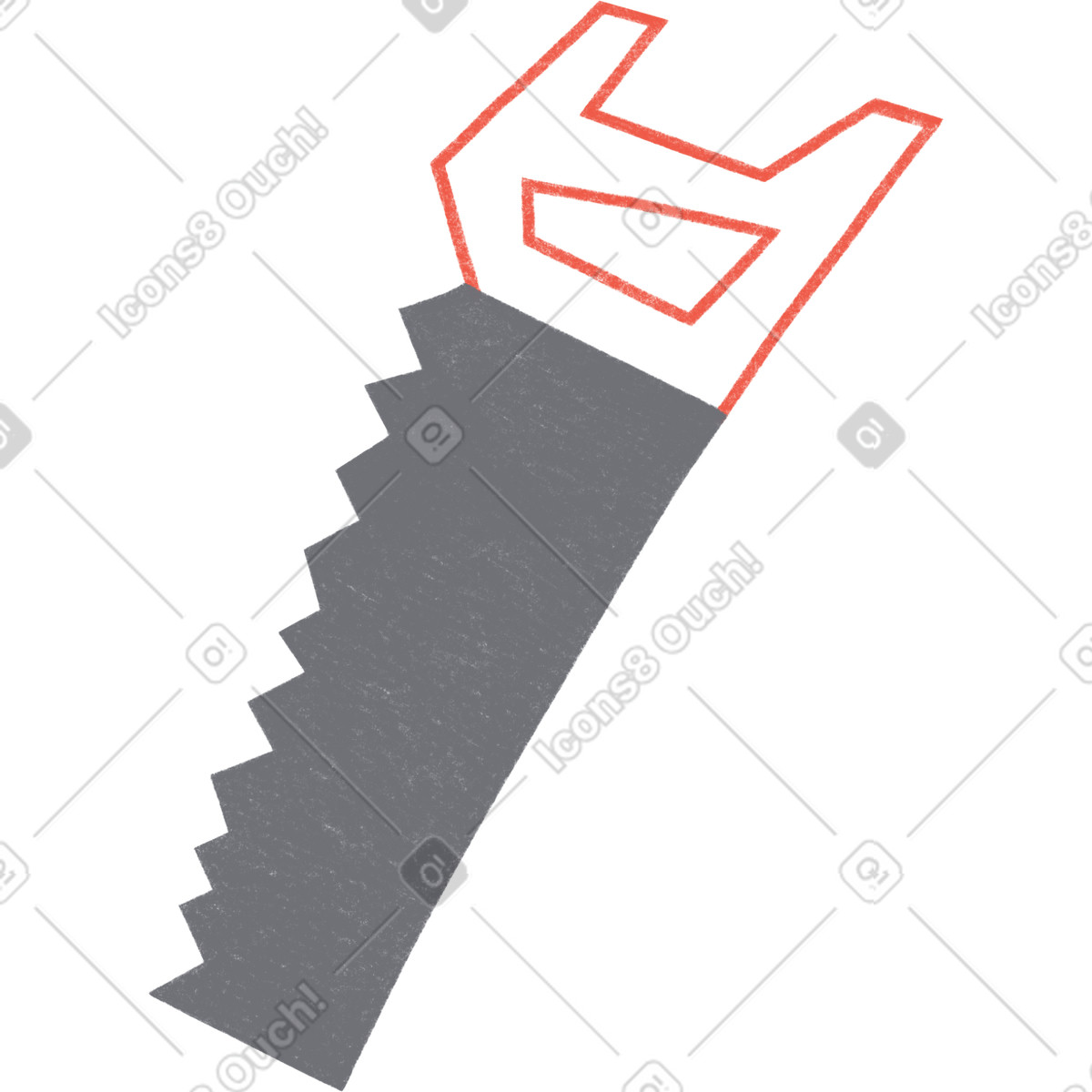 Hand saw illustration in Tutti style download in PNG, SVG