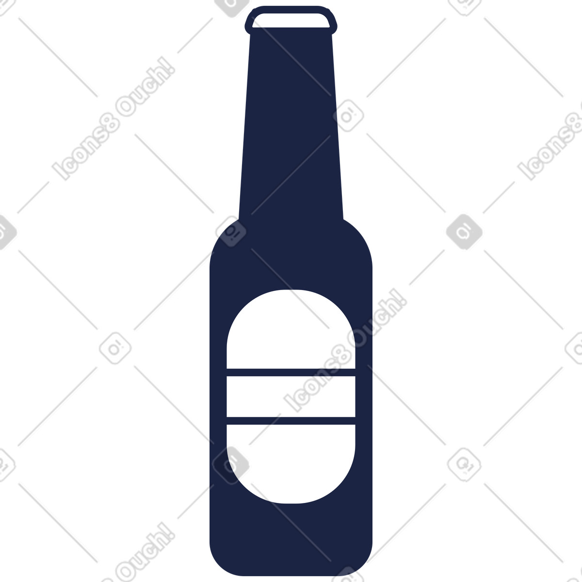 Dark glass beer bottle with label illustration in Urban Line style download in PNG, SVG