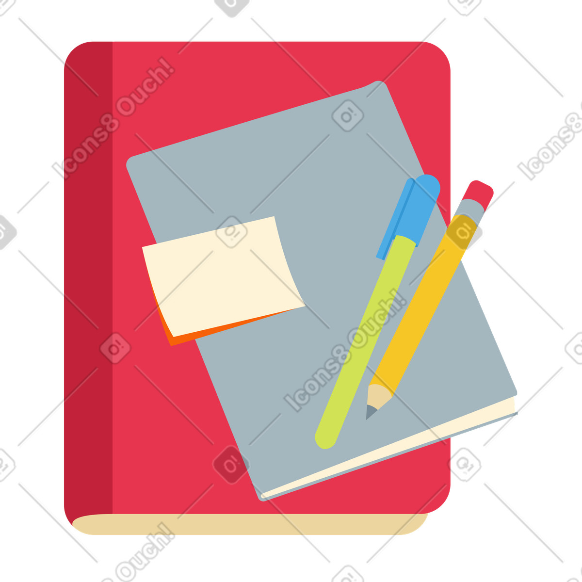 Essential stationery for studying illustration clipart graphics download GIF