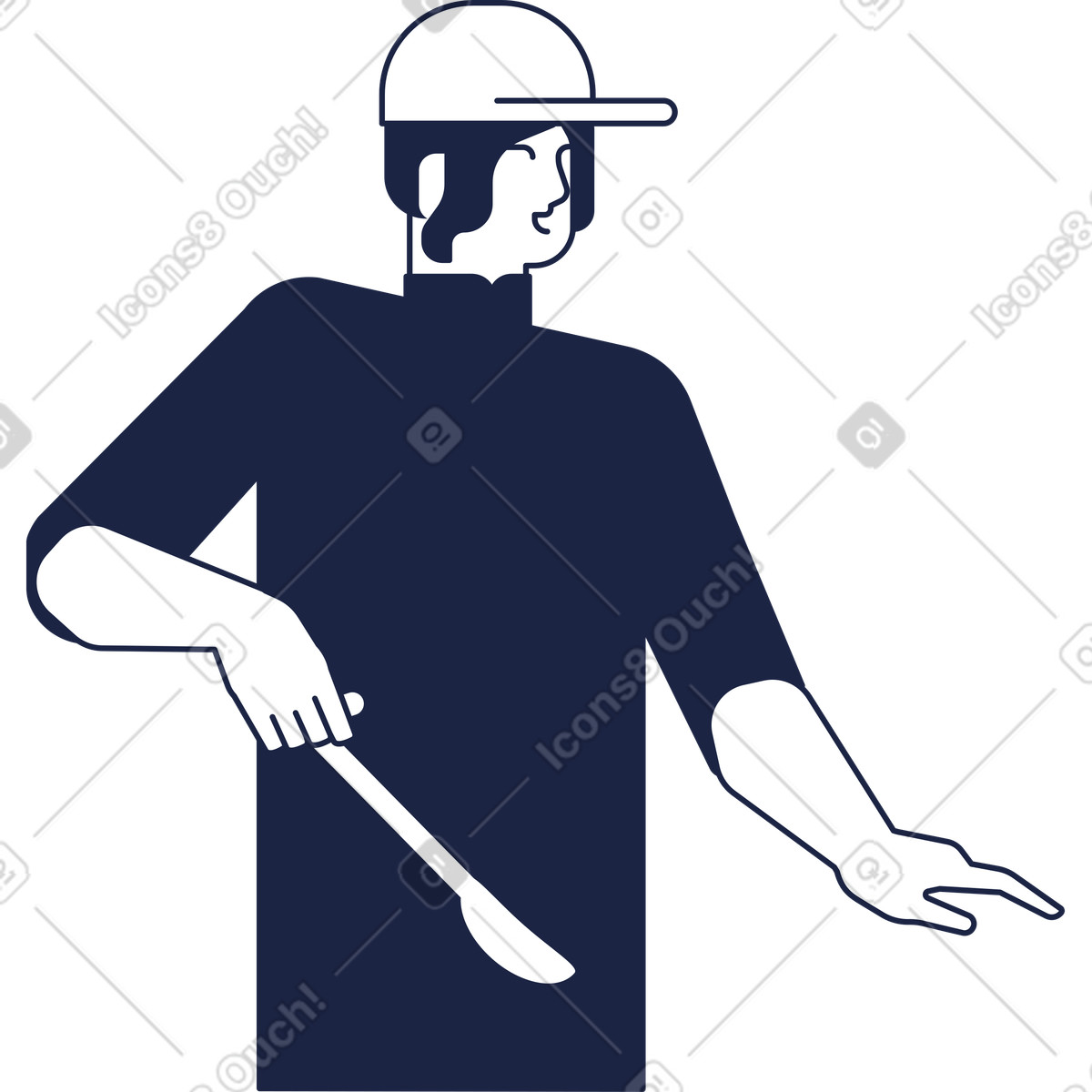 Lavoratore di fast food che cucina illustrazione in stile Urban Line scarica in PNG, SVG