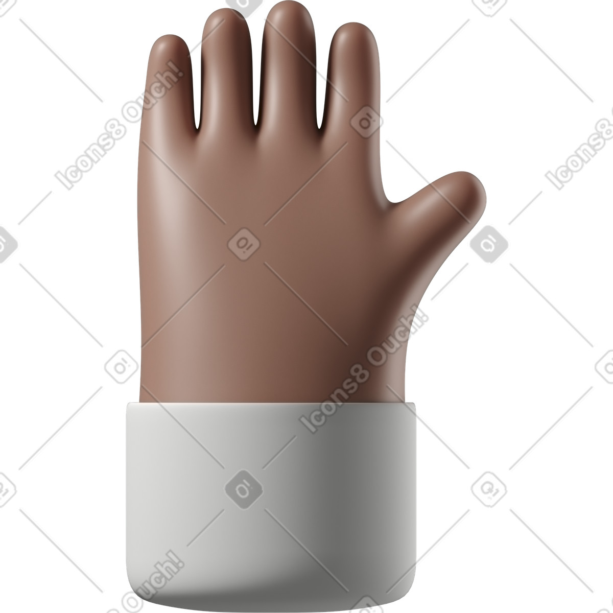 Angehobene hand der braunen haut-Illustration im 3D Hands Fun&Wild-Stil als Download in PNG, SVG