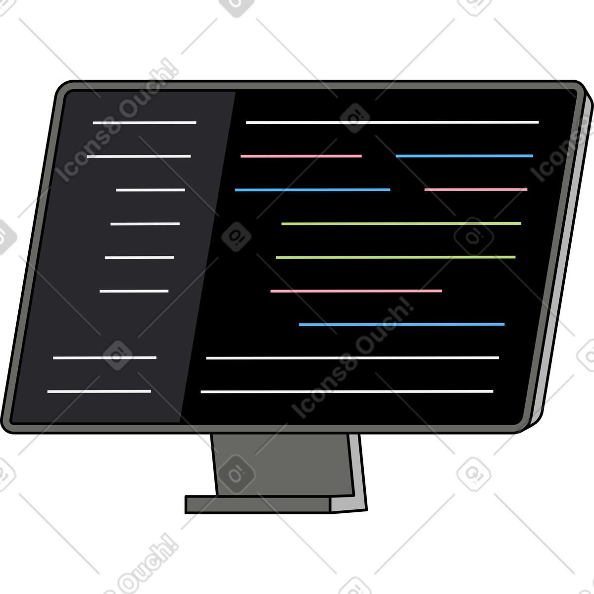 Screen with the code illustration in PNG, SVG