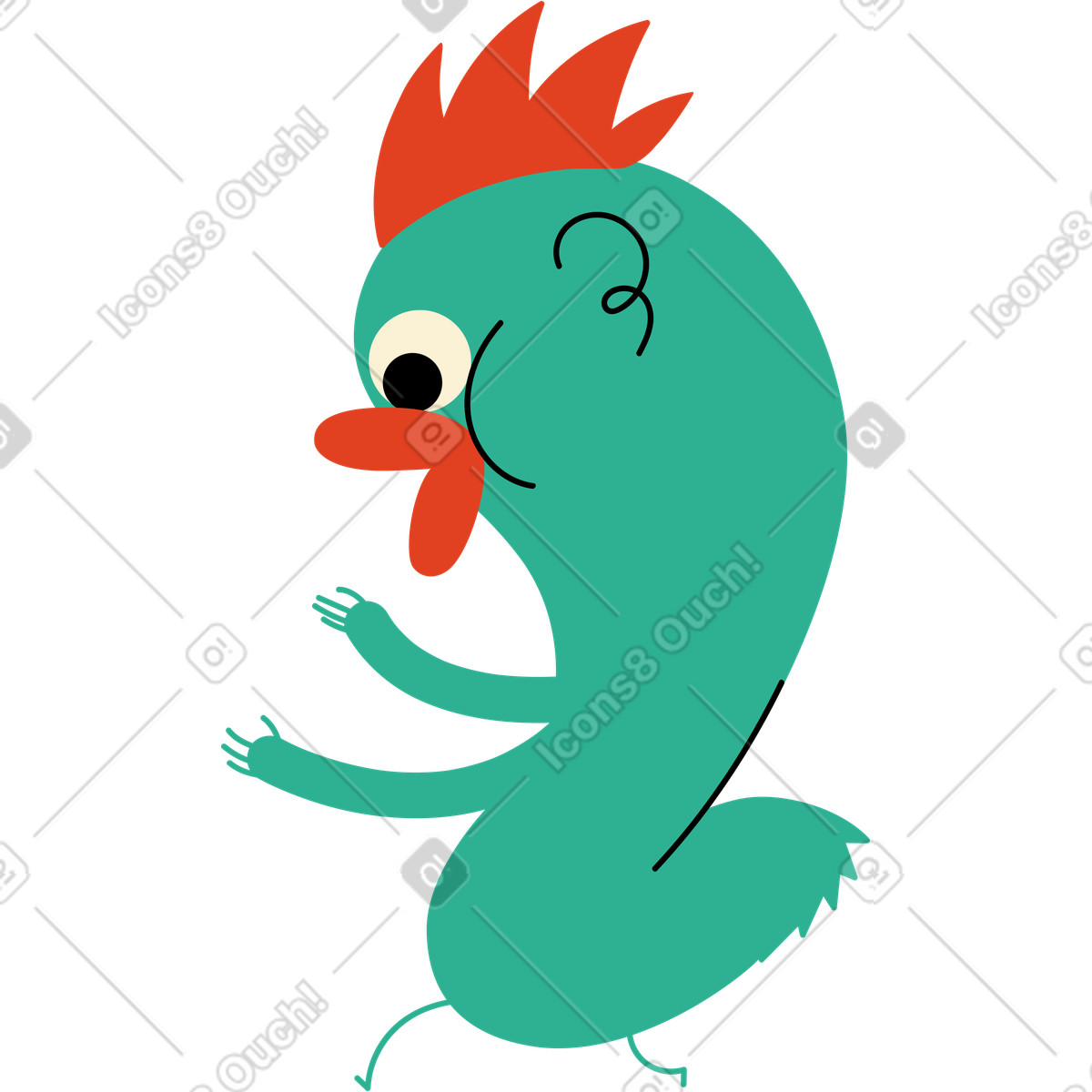 Green character with one-eyed illustration in Jelly style download in PNG, SVG
