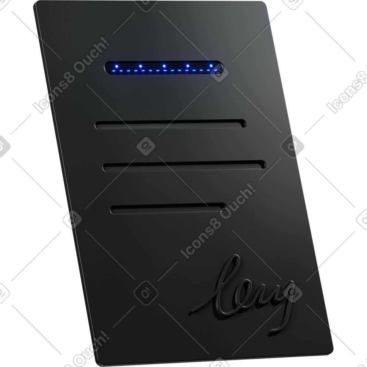 Document file panel with blue led status bar and signature illustrazione in stile 3D Metallic scarica in PNG, SVG