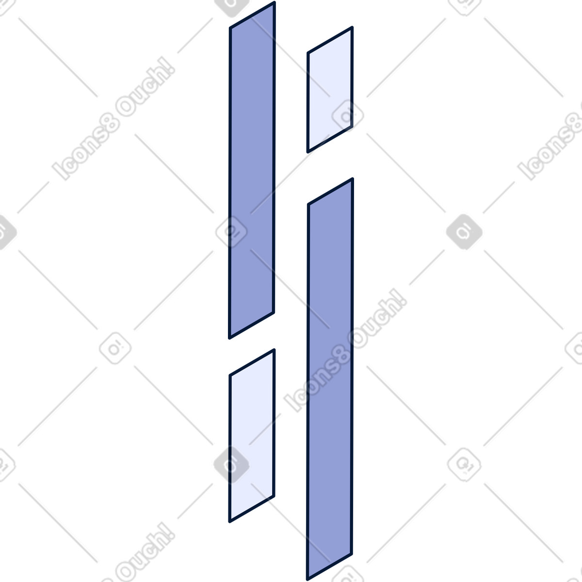 Illustration Rectangles isométriques verticaux dans le style Neat à télécharger aux formats PNG, SVG
