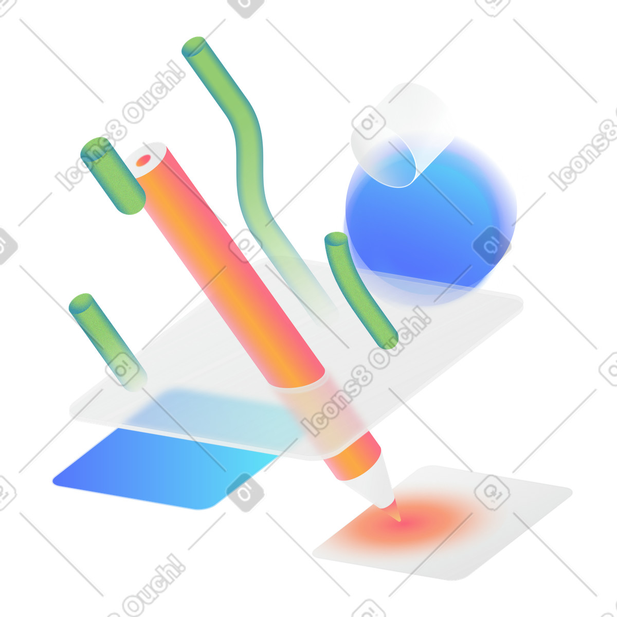 Matita e forme astratte illustrazione in stile Morphis scarica in PNG, SVG