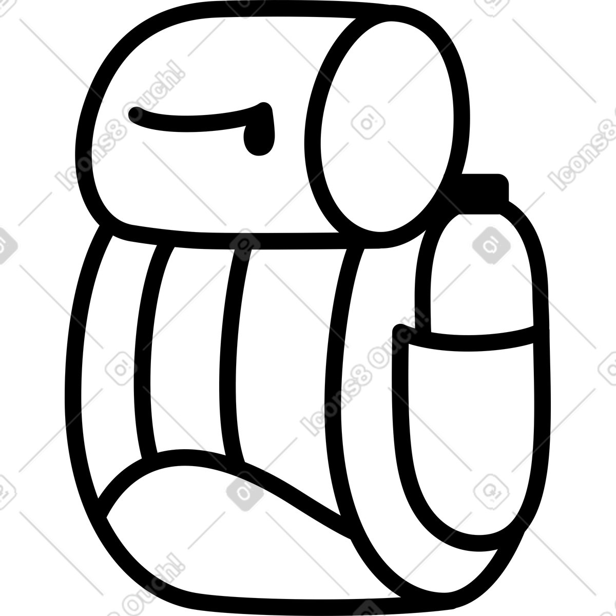 Travel backpack with pockets and water-Illustration im Transistor-Stil als Download in PNG, SVG