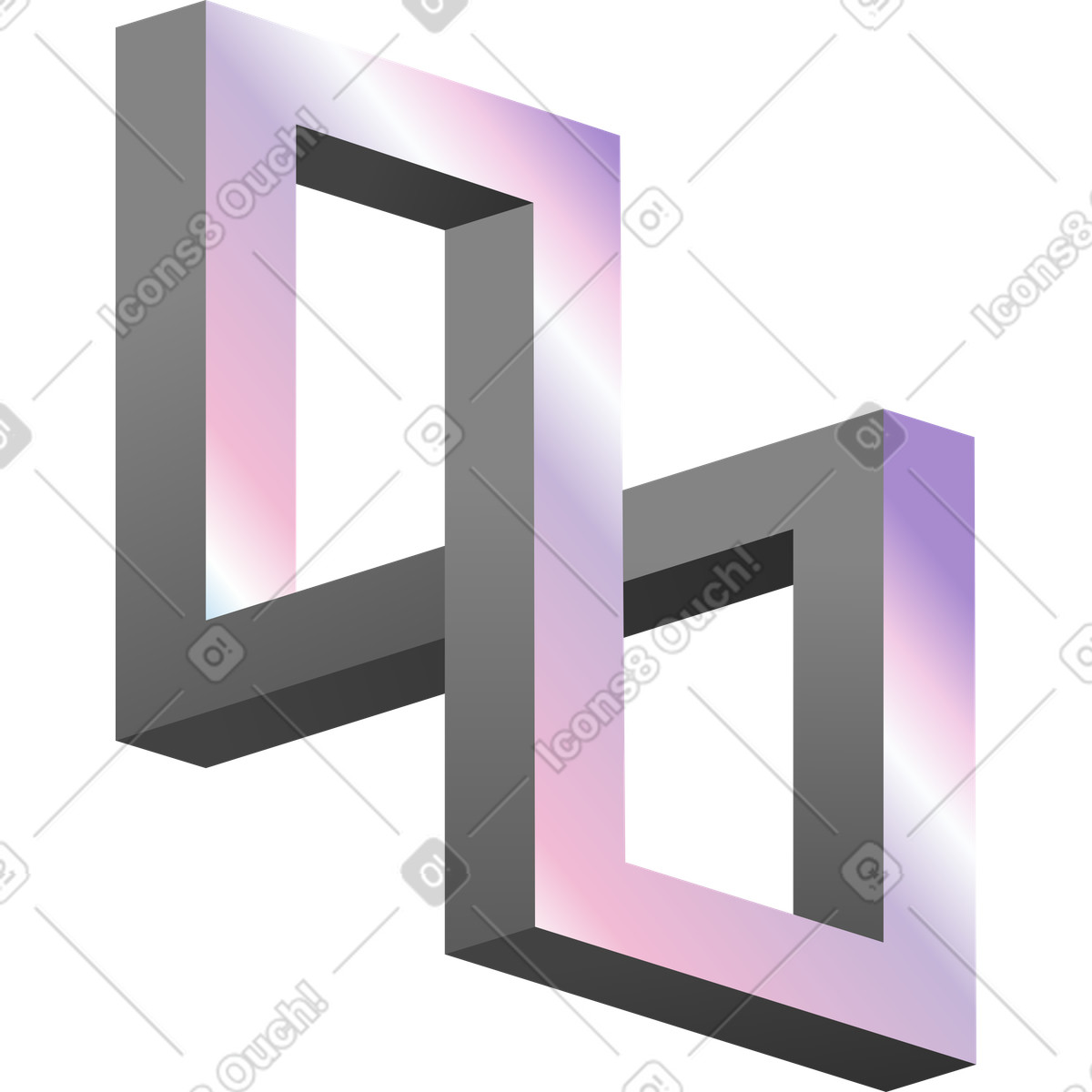 Iridescent geometric structure illustration in PNG, SVG