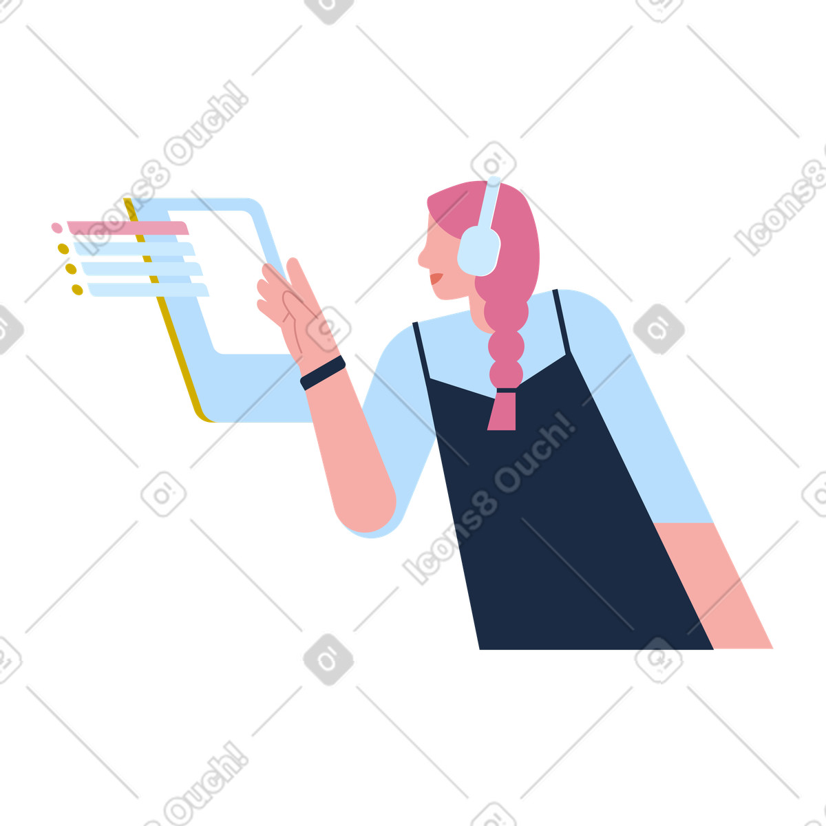 Woman is developing interface illustration in PNG, SVG