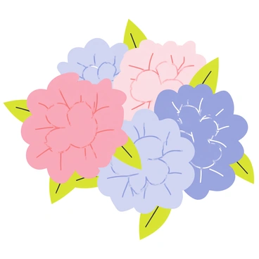 A wall art piece showcasing a watercolor illustration of hydrangeas in soft pastel shades.