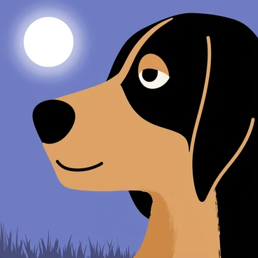 A dog's nose illuminated by the soft glow of moonlight