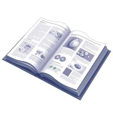 An open medical journal lies on a wooden table, displaying several pages with visible text and illustrations. The pages feature detailed articles discussing various aspects of oncology, including illustrations of cancer cells and treatment methodologies. Each page has clear headings and diagrams that depict the anatomy relevant to oncology. The journal's layout is organized, with graphs and charts showcasing data related to cancer research, alongside high-quality illustrations that visually explain the concepts discussed.