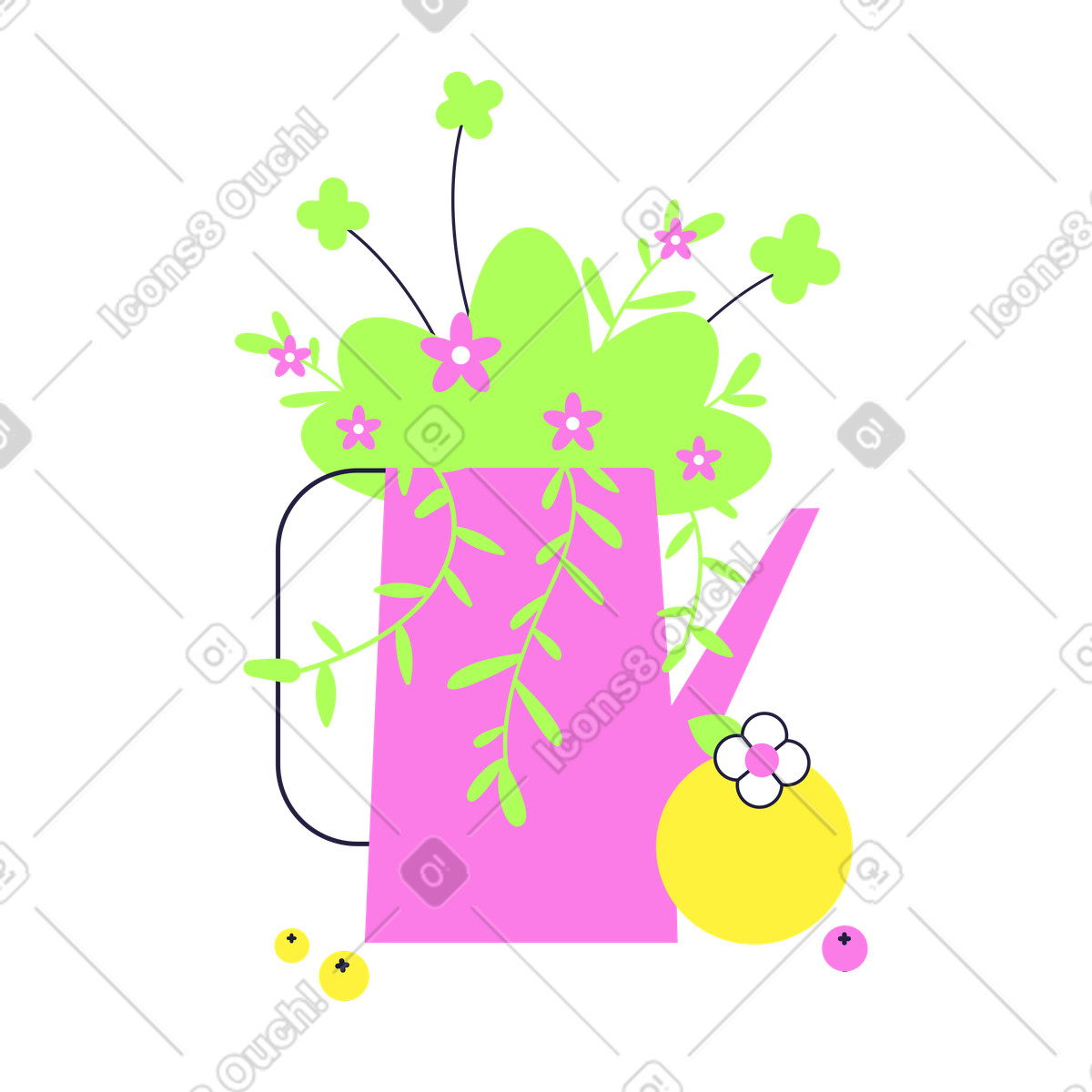 Annaffiatoio e arancia illustrazione in stile Mellow scarica in PNG, SVG