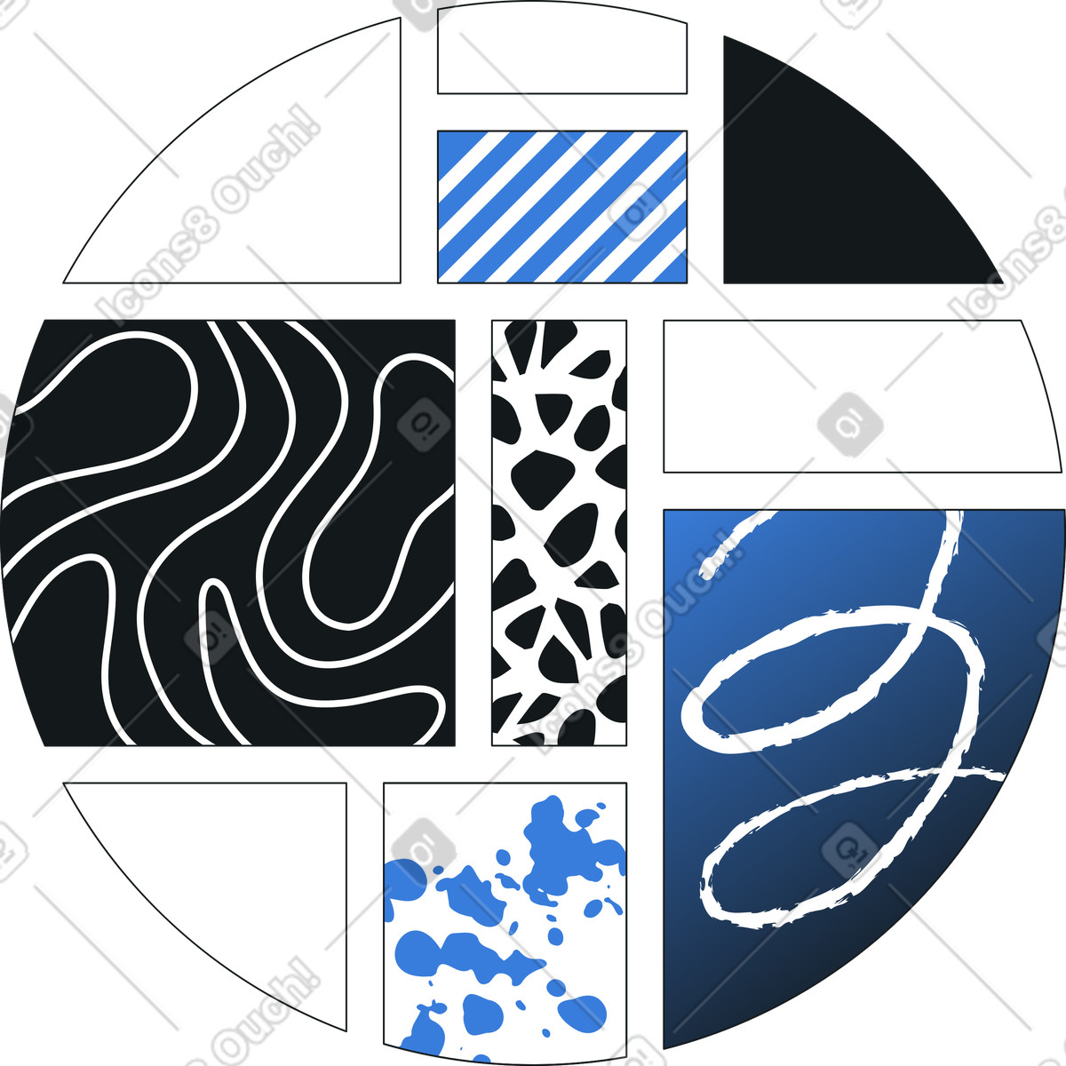 Cerchio con parti di texture illustrazione in stile Midnight scarica in PNG, SVG