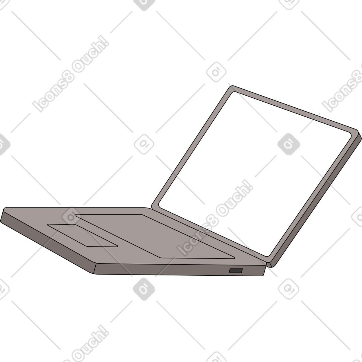 Laptop grey illustration in Sitcom style download in PNG, SVG