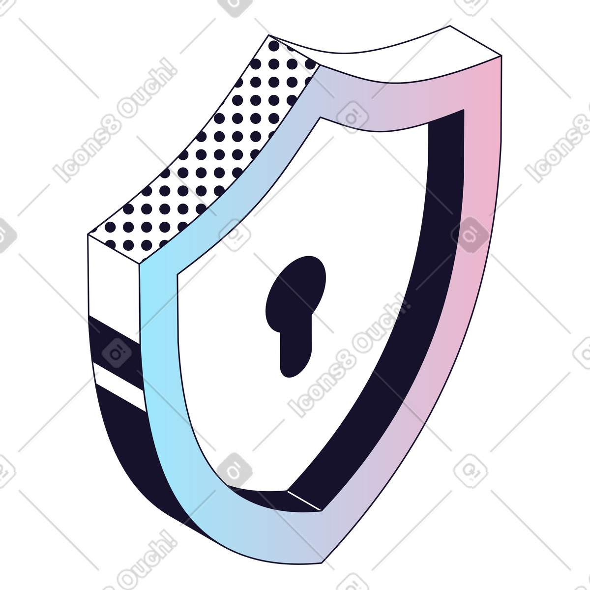 Protezione dei dati, accesso sicuro, scudo con serratura illustrazione in stile Node scarica in PNG, SVG