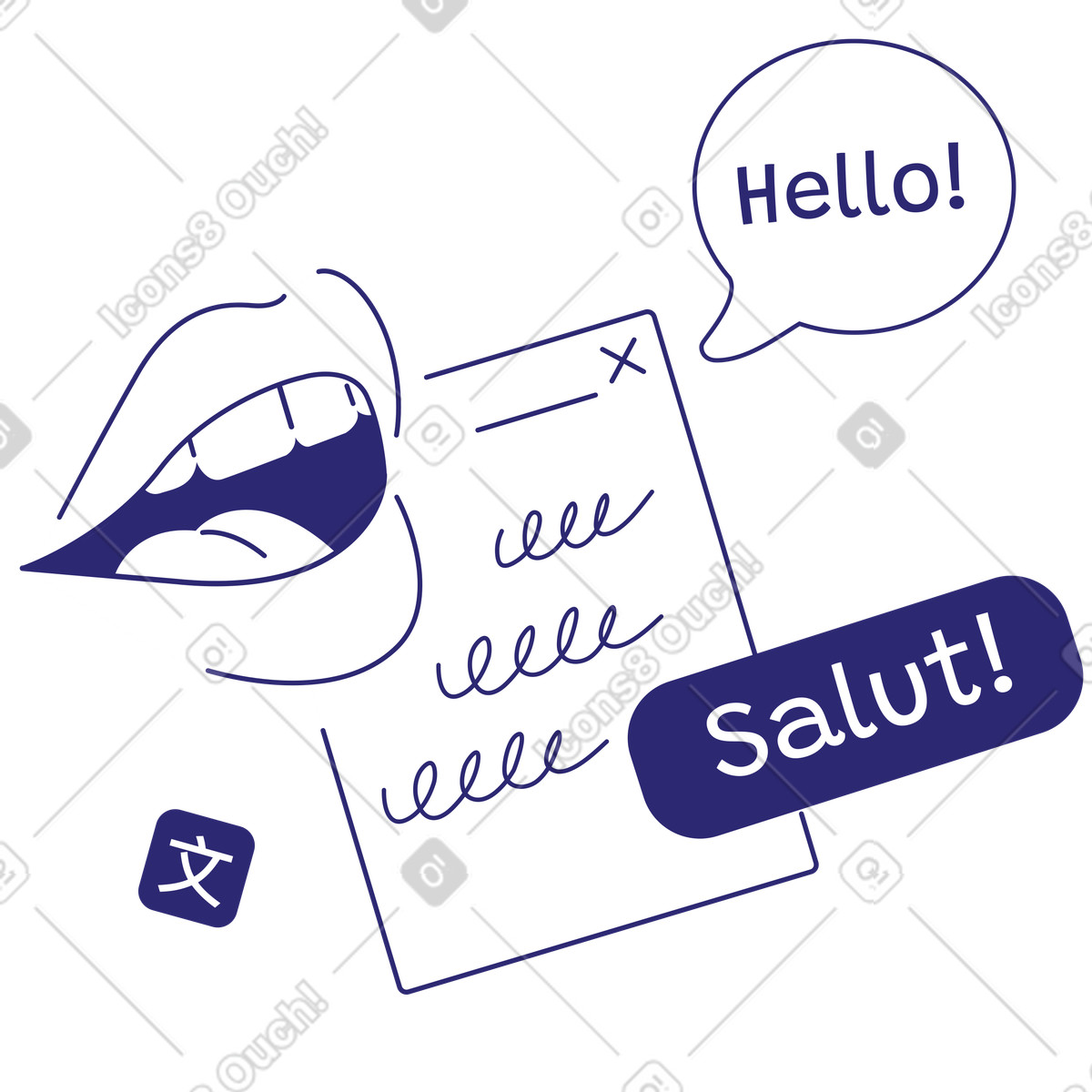 Practice speaking a foreign language illustration in Cut style download in PNG, SVG
