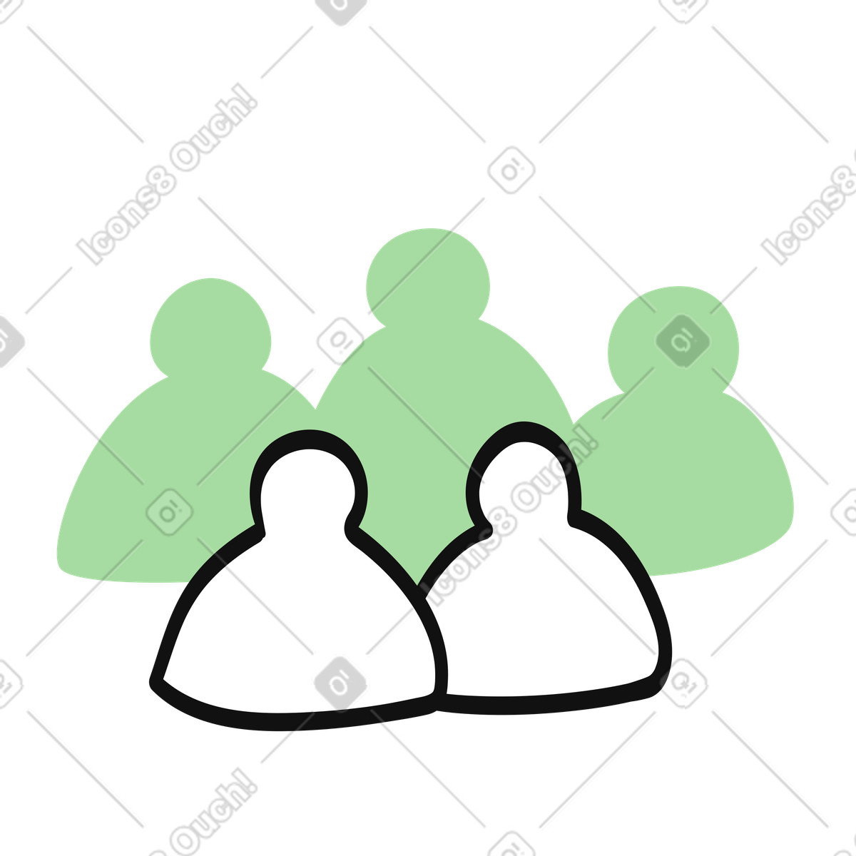 Users people group symbol for online community membership and profiles illustrazione in stile Organic scarica in PNG, SVG