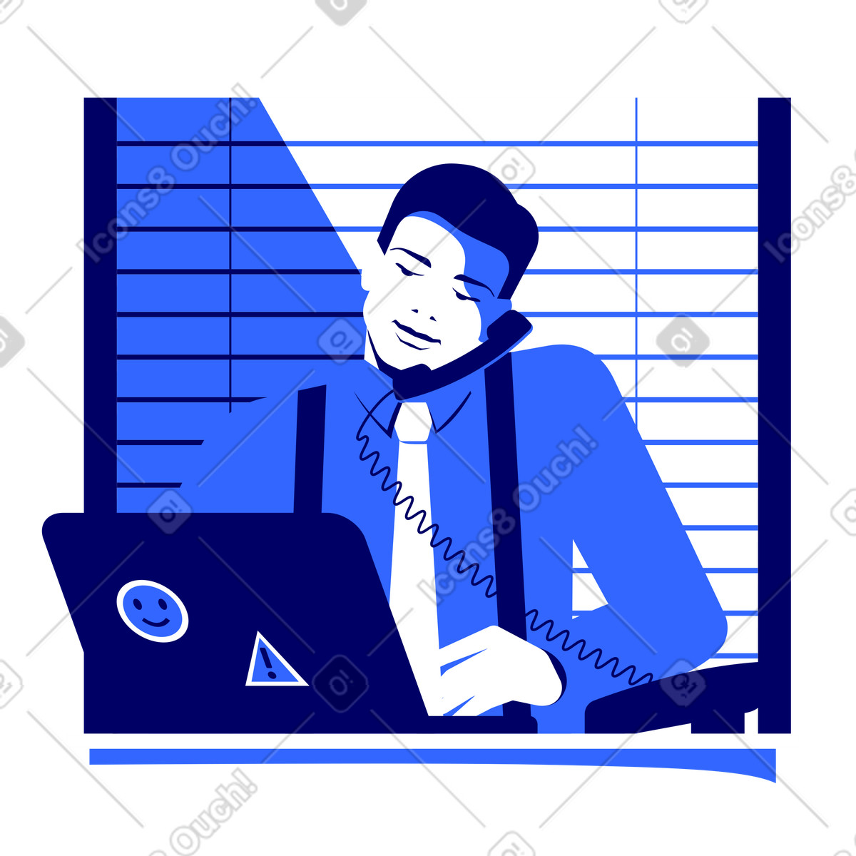 Office worker talking on phone illustration in Lounge style download in PNG, SVG