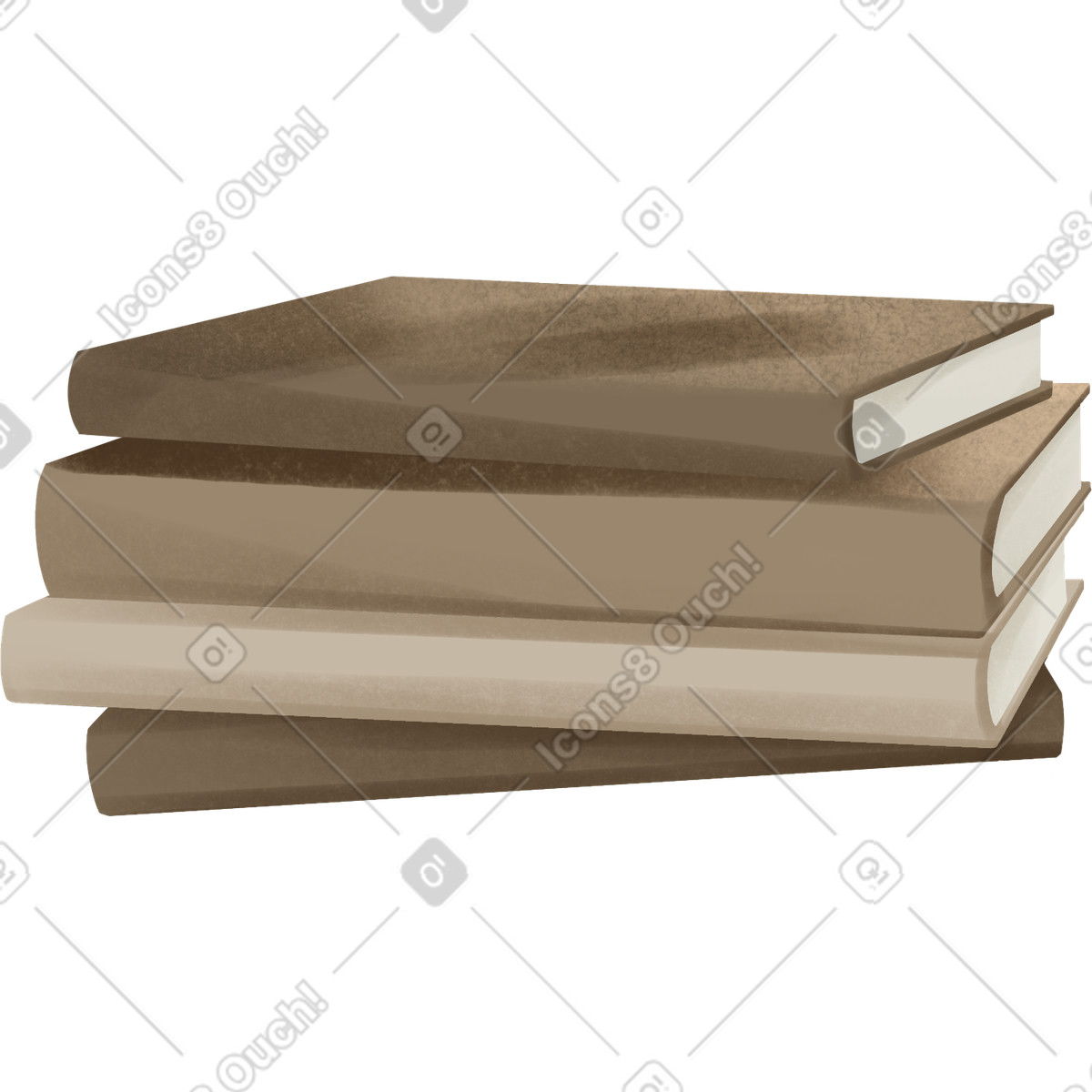 Stack of ochre books illustration in Demure style download in PNG, SVG