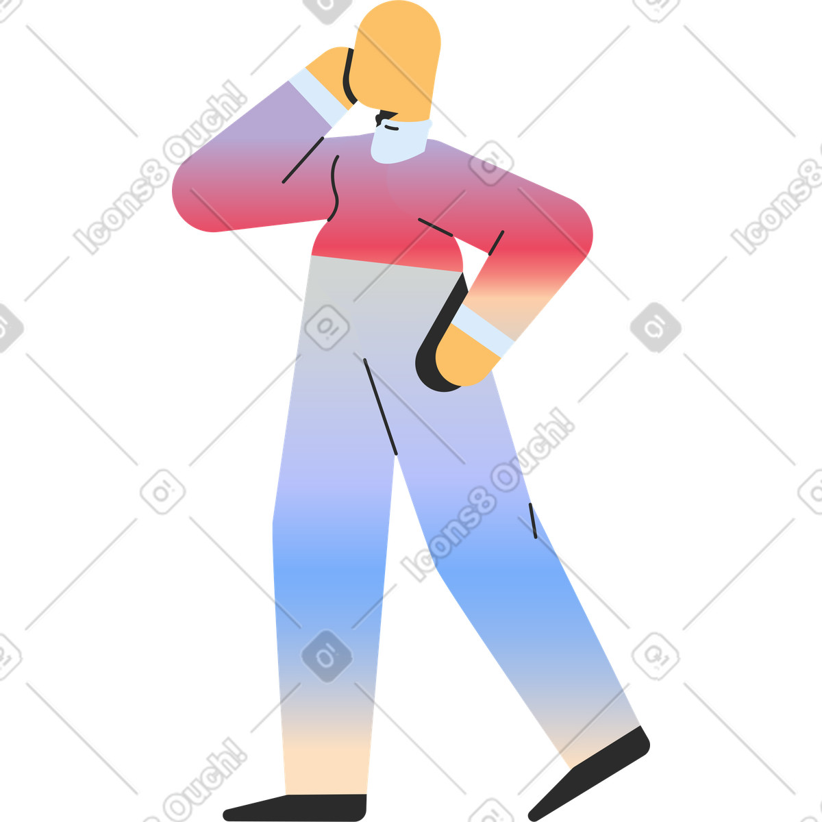 Stehende seitenansicht der person-Illustration im Marginalia-Stil als Download in PNG, SVG